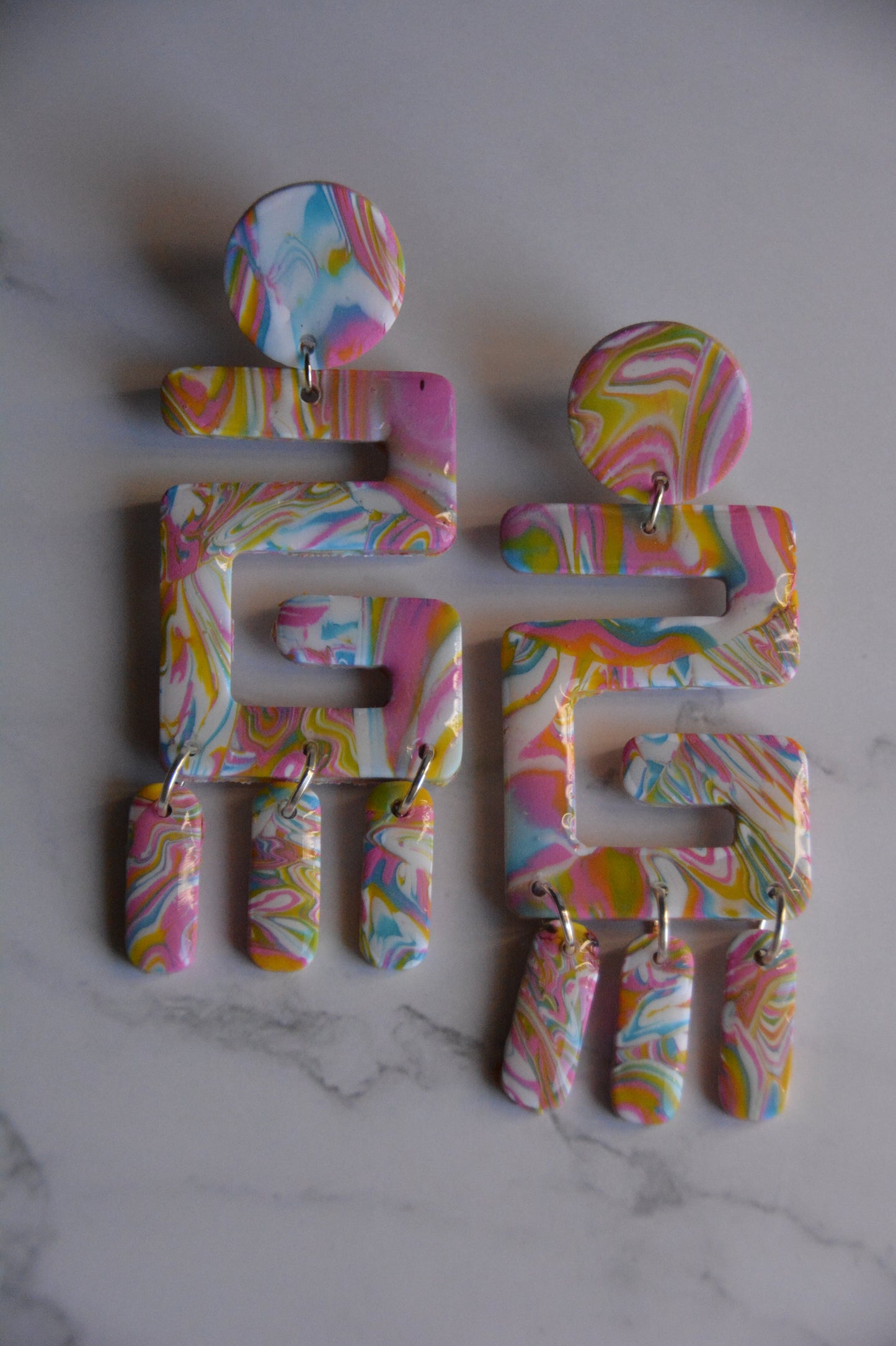 Color Labyrinth | Abstract Statement Earrings