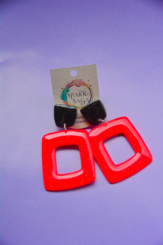 Hot Signal | Hot Pink Geometric Statement Earrings