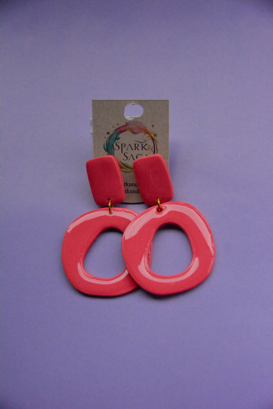 Rose Orbit | Oversized Pink Statement Earrings