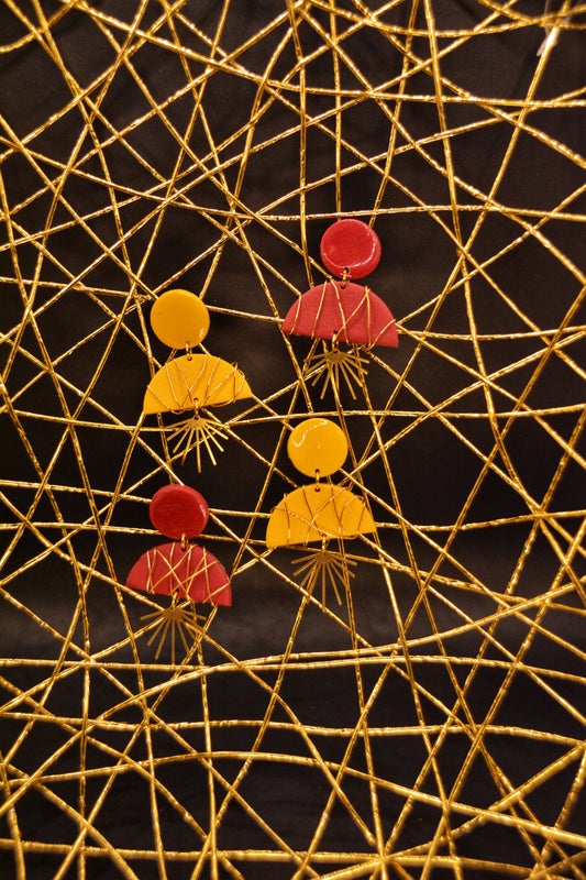 Art Deco fan inspired handmade statement earrings by Spark & Saga