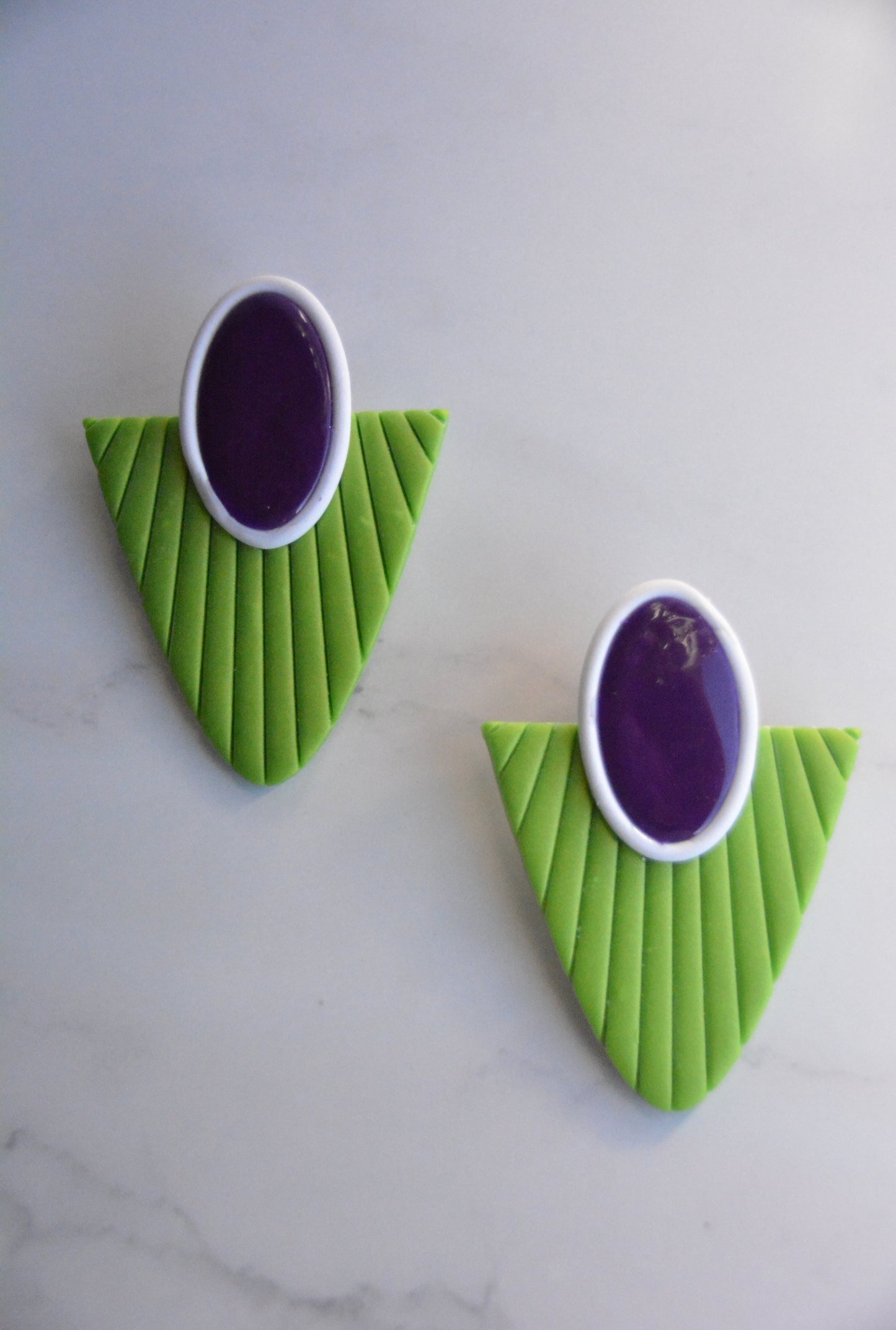 Lime & Violet | Colorblock Polymer Clay Earrings
