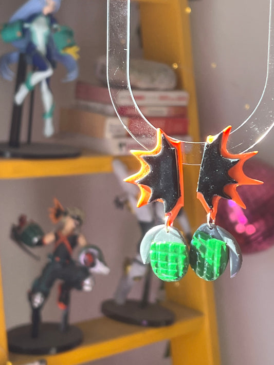 Handmade bold dangle earrings with explosive graphic details